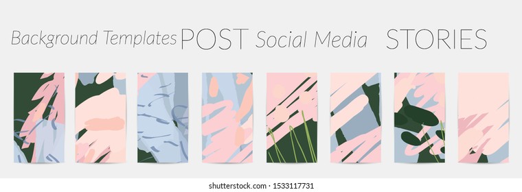 Creative backgrounds for social media. Editable story templates. Pastel colored with hand drawn scribbles promotional backgrounds for social media apps.