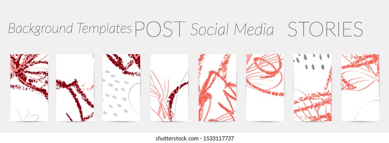 Creative backgrounds for social media. Editable story templates. Pastel colored with hand drawn scribbles promotional backgrounds for social media apps.