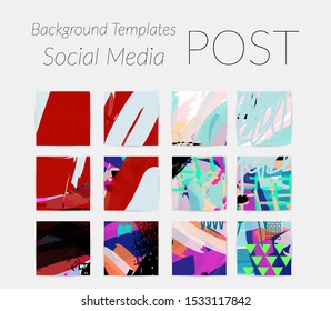 Creative backgrounds for social media. Editable story templates. Bright colored with hand drawn scribbles promotional backgrounds for social media apps.