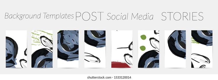 Creative backgrounds for social media. Editable story templates. Pastel colored with hand drawn scribbles promotional backgrounds for social media apps.
