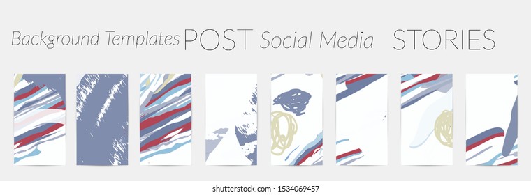 Creative backgrounds for social media. Editable story templates. Pastel colored with hand drawn scribbles promotional backgrounds for social media apps.