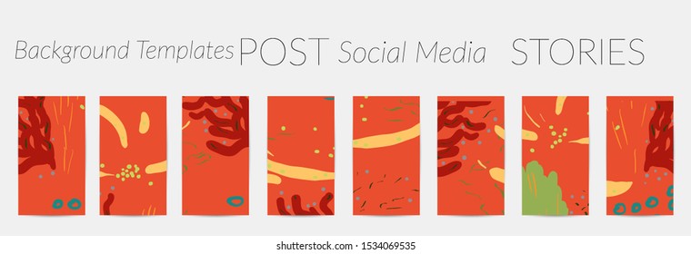 Creative backgrounds for social media. Editable story templates. Pastel colored with hand drawn scribbles promotional backgrounds for social media apps.