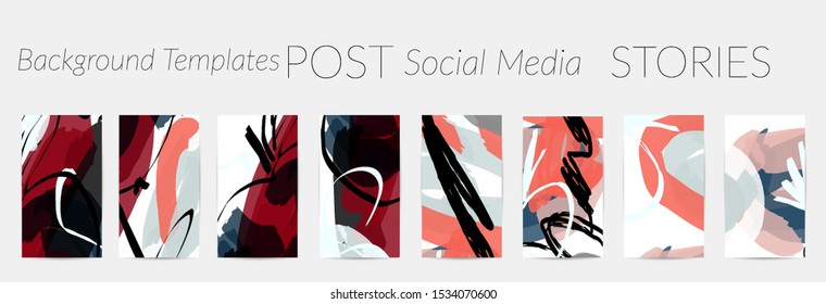 Creative backgrounds for social media. Editable story templates. Pastel colored with hand drawn scribbles promotional backgrounds for social media apps.