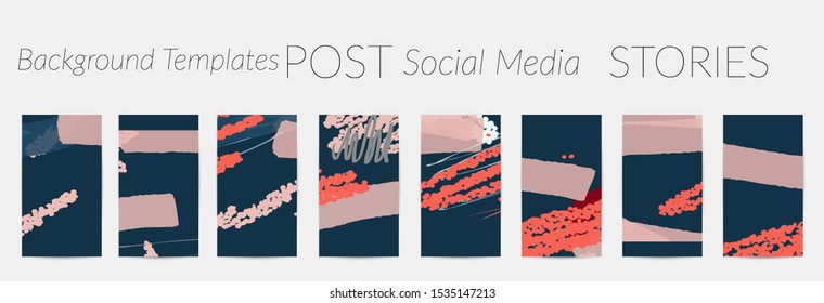 Creative backgrounds for social media. Editable story templates. Pastel colored with hand drawn scribbles promotional backgrounds for social media apps.