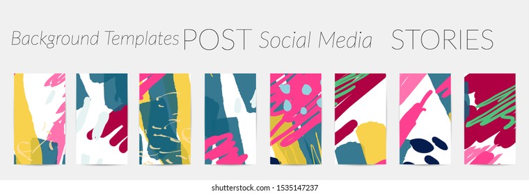Creative backgrounds for social media. Editable story templates. Pastel colored with hand drawn scribbles promotional backgrounds for social media apps.