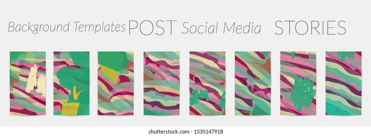 Creative backgrounds for social media. Editable story templates. Pastel colored with hand drawn scribbles promotional backgrounds for social media apps.