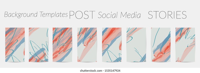 Creative backgrounds for social media. Editable story templates. Pastel colored with hand drawn scribbles promotional backgrounds for social media apps.