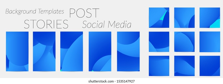 Creative backgrounds for social media. Editable story templates. Bright colored with gradient blend liquid shapes promotional backgrounds for social media apps.