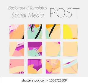 Creative backgrounds for social media. Editable story templates. Bright colored with hand drawn scribbles promotional backgrounds for social media apps.