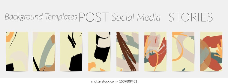 Creative backgrounds for social media. Editable story templates. Pastel colored with hand drawn scribbles promotional backgrounds for social media apps.