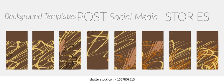 Creative backgrounds for social media. Editable story templates. Pastel colored with hand drawn scribbles promotional backgrounds for social media apps.