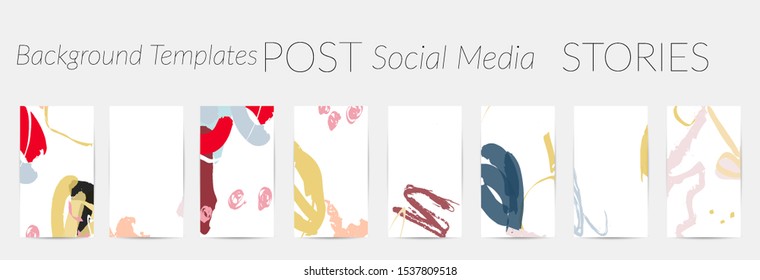 Creative backgrounds for social media. Editable story templates. Pastel colored with hand drawn scribbles promotional backgrounds for social media apps.