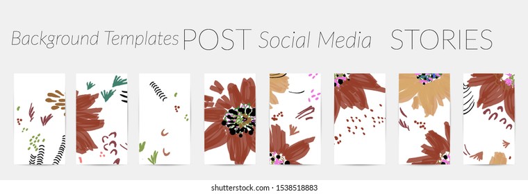 Creative backgrounds for social media. Editable story templates. Pastel colored with hand drawn scribbles promotional backgrounds for social media apps.