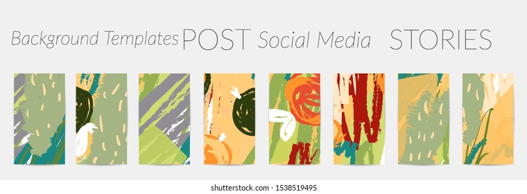 Creative backgrounds for social media. Editable story templates. Pastel colored with hand drawn scribbles promotional backgrounds for social media apps.