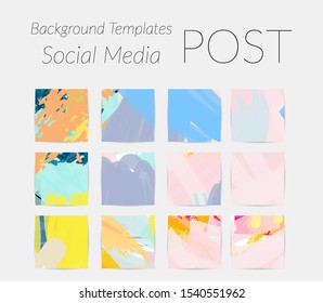 Creative backgrounds for social media. Editable story templates. Bright colored with hand drawn scribbles promotional backgrounds for social media apps.