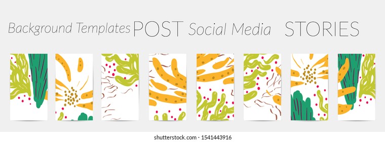 Creative backgrounds for social media. Editable story templates. Pastel colored with hand drawn scribbles promotional backgrounds for social media apps.