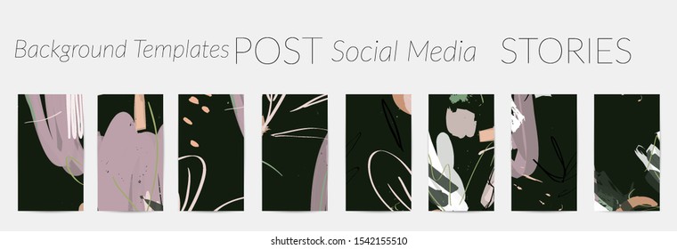 Creative backgrounds for social media. Editable story templates. Pastel colored with hand drawn scribbles promotional backgrounds for social media apps.