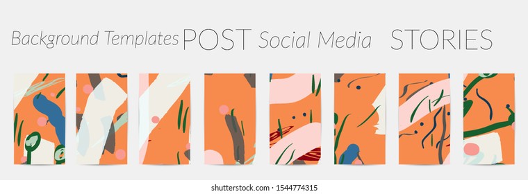 Creative backgrounds for social media. Editable story templates. Pastel colored with hand drawn scribbles promotional backgrounds for social media apps.