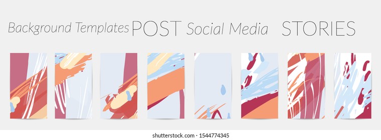 Creative backgrounds for social media. Editable story templates. Pastel colored with hand drawn scribbles promotional backgrounds for social media apps.