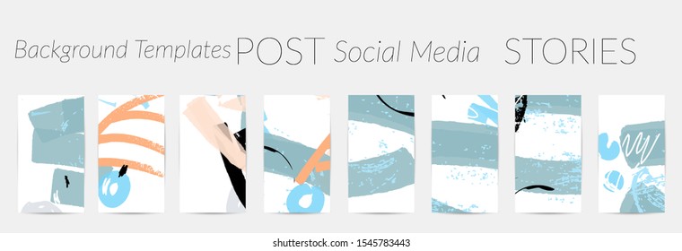 Creative backgrounds for social media. Editable story templates. Pastel colored with hand drawn scribbles promotional backgrounds for social media apps.