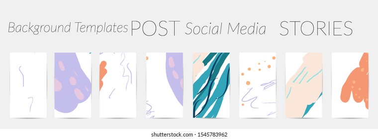 Creative backgrounds for social media. Editable story templates. Pastel colored with hand drawn scribbles promotional backgrounds for social media apps.