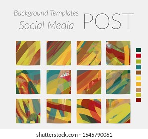 Creative backgrounds for social media. Editable story templates. Bright colored with hand drawn scribbles promotional backgrounds for social media apps.