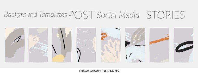 Creative backgrounds for social media. Editable story templates. Pastel colored with hand drawn scribbles promotional backgrounds for social media apps.