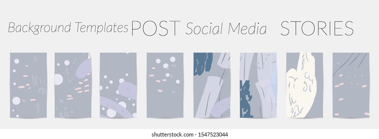 Creative backgrounds for social media. Editable story templates. Pastel colored with hand drawn scribbles promotional backgrounds for social media apps.