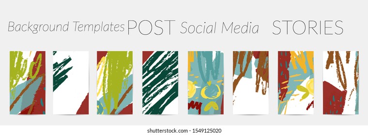 Creative backgrounds for social media. Editable story templates. Pastel colored with hand drawn scribbles promotional backgrounds for social media apps.