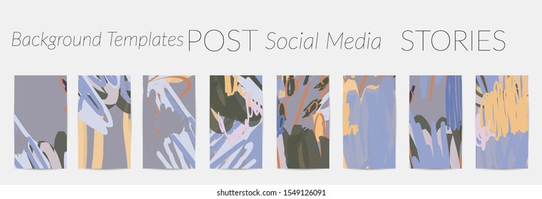 Creative backgrounds for social media. Editable story templates. Pastel colored with hand drawn scribbles promotional backgrounds for social media apps.