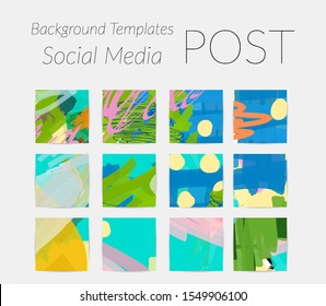 Creative backgrounds for social media. Editable story templates. Bright colored with hand drawn scribbles promotional backgrounds for social media apps.