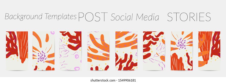 Creative backgrounds for social media. Editable story templates. Pastel colored with hand drawn scribbles promotional backgrounds for social media apps.