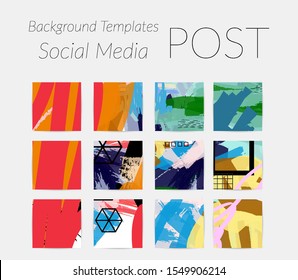 Creative backgrounds for social media. Editable story templates. Bright colored with hand drawn scribbles promotional backgrounds for social media apps.