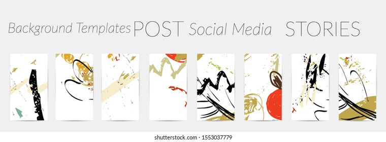 Creative backgrounds for social media. Editable story templates. Pastel colored with hand drawn scribbles promotional backgrounds for social media apps.