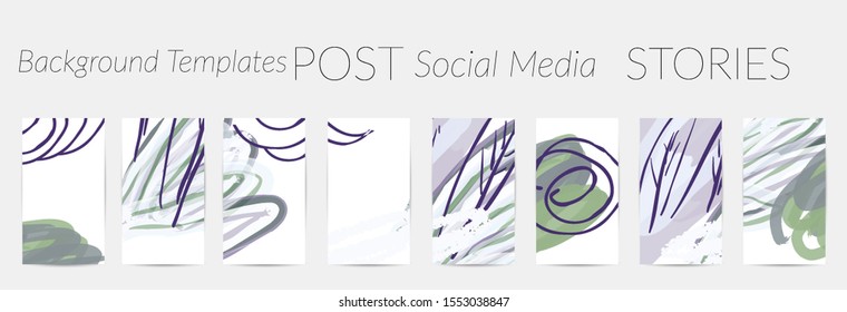 Creative backgrounds for social media. Editable story templates. Pastel colored with hand drawn scribbles promotional backgrounds for social media apps.