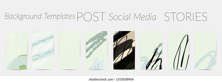 Creative backgrounds for social media. Editable story templates. Pastel colored with hand drawn scribbles promotional backgrounds for social media apps.