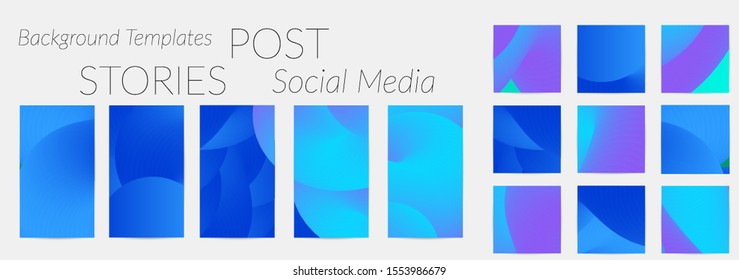 Creative backgrounds for social media. Editable story templates. Bright colored with gradient blend liquid shapes promotional backgrounds for social media apps.