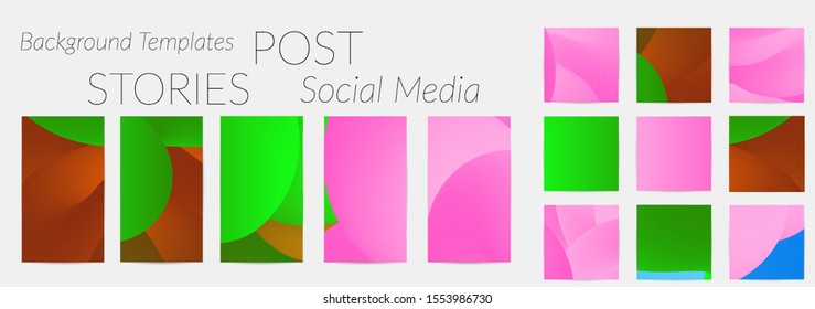 Creative backgrounds for social media. Editable story templates. Bright colored with gradient blend liquid shapes promotional backgrounds for social media apps.