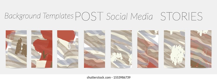 Creative backgrounds for social media. Editable story templates. Pastel colored with hand drawn scribbles promotional backgrounds for social media apps.