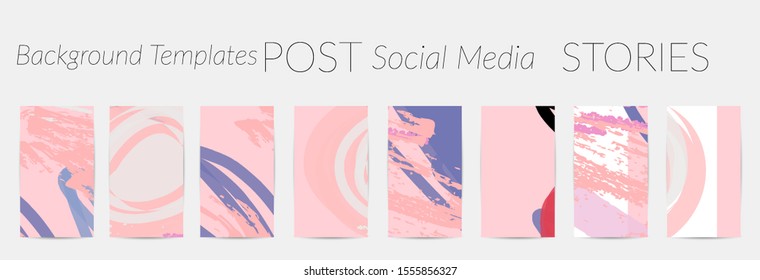 Creative backgrounds for social media. Editable story templates. Pastel colored with hand drawn scribbles promotional backgrounds for social media apps.
