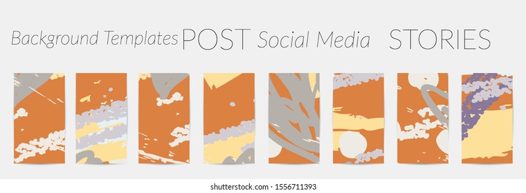 Creative backgrounds for social media. Editable story templates. Pastel colored with hand drawn scribbles promotional backgrounds for social media apps.