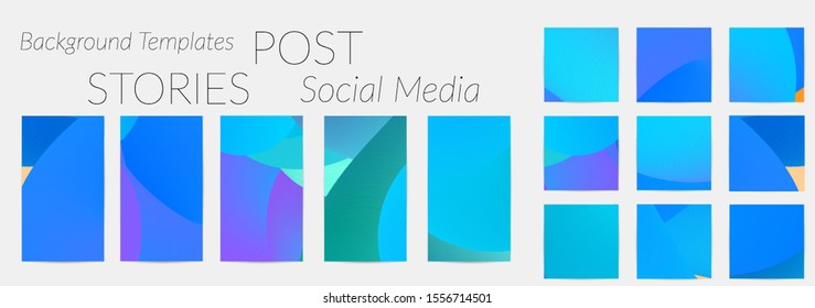 Creative backgrounds for social media. Editable story templates. Bright colored with gradient blend liquid shapes promotional backgrounds for social media apps.
