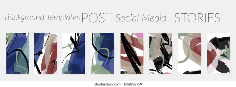 Creative backgrounds for social media. Editable story templates. Pastel colored with hand drawn scribbles promotional backgrounds for social media apps. - Shutterstock ID 1558922759