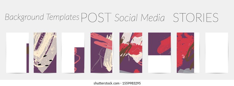 Creative backgrounds for social media. Editable story templates. Pastel colored with hand drawn scribbles promotional backgrounds for social media apps.