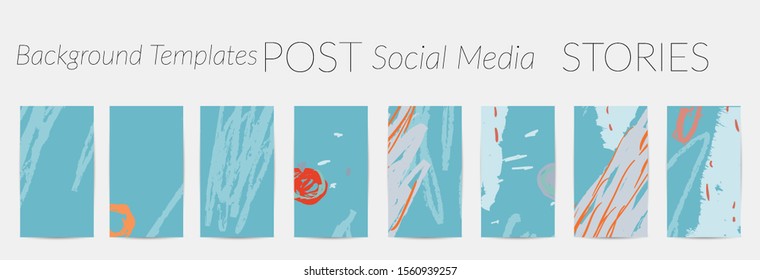 Creative backgrounds for social media. Editable story templates. Pastel colored with hand drawn scribbles promotional backgrounds for social media apps.