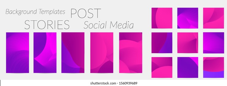 Creative backgrounds for social media. Editable story templates. Bright colored with gradient blend liquid shapes promotional backgrounds for social media apps.