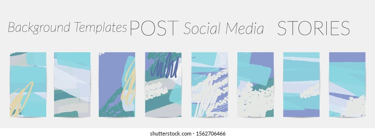 Creative backgrounds for social media. Editable story templates. Pastel colored with hand drawn scribbles promotional backgrounds for social media apps.