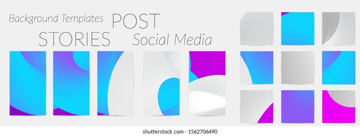Creative backgrounds for social media. Editable story templates. Bright colored with gradient blend liquid shapes promotional backgrounds for social media apps.