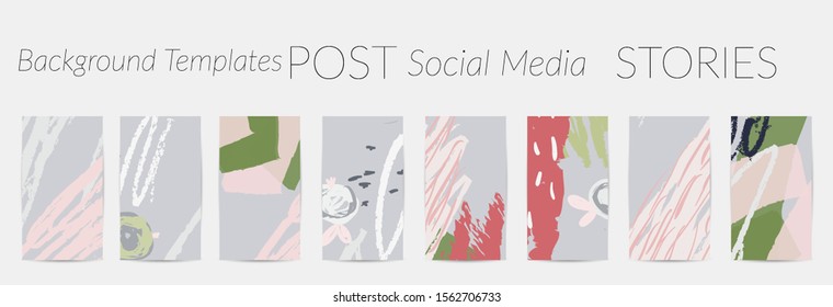 Creative backgrounds for social media. Editable story templates. Pastel colored with hand drawn scribbles promotional backgrounds for social media apps.