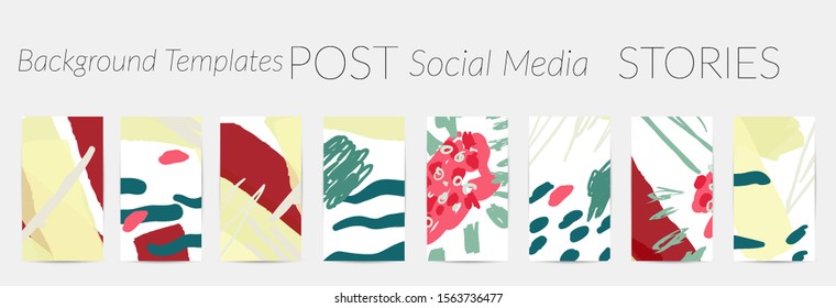Creative backgrounds for social media. Editable story templates. Pastel colored with hand drawn scribbles promotional backgrounds for social media apps.